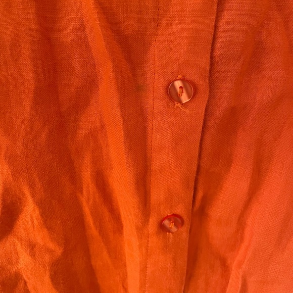 Ecru Anthropologie 100% Linen Orange Tunic Blouse Button Down XL - Picture 8 of 10
